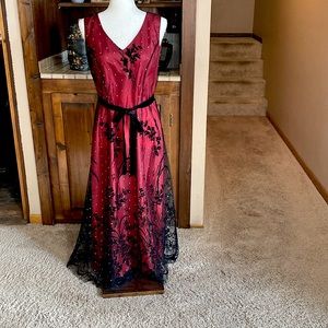 Coldwater Creek Dress. Sparkling Red Christmas Dress With Black Mesh